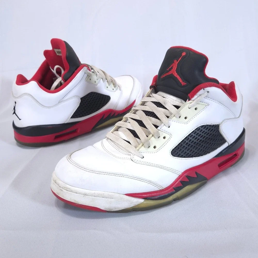 Air Jordan 5 Retro Low Fire Mens Sneakers‎ Sz 13 Red White Black 819171-101